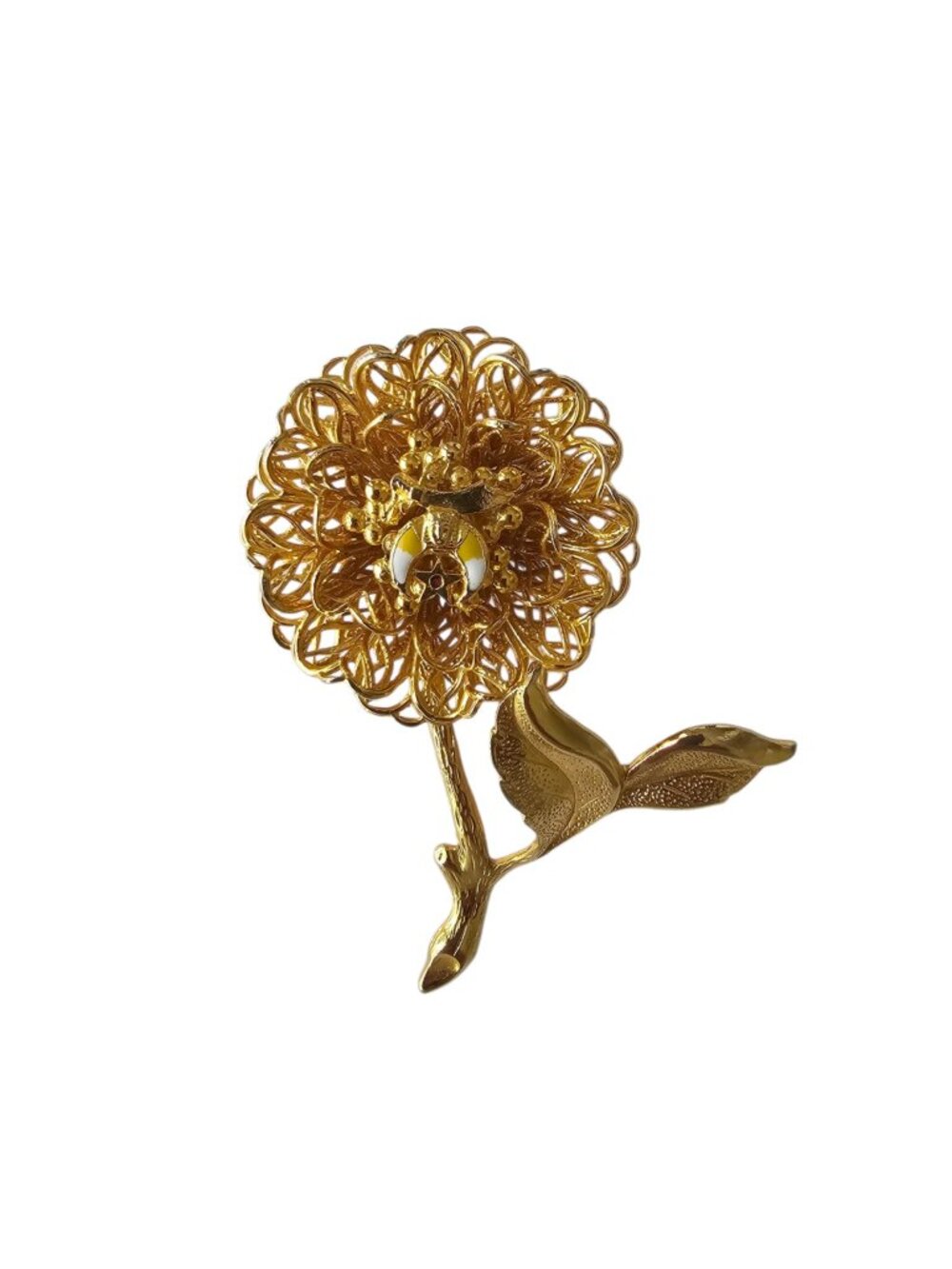 Masonic Shriners intricate filigree flower brooch